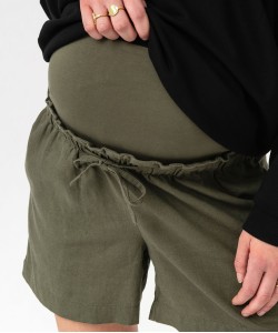 Short de grossesse en lin avec bandeau bas